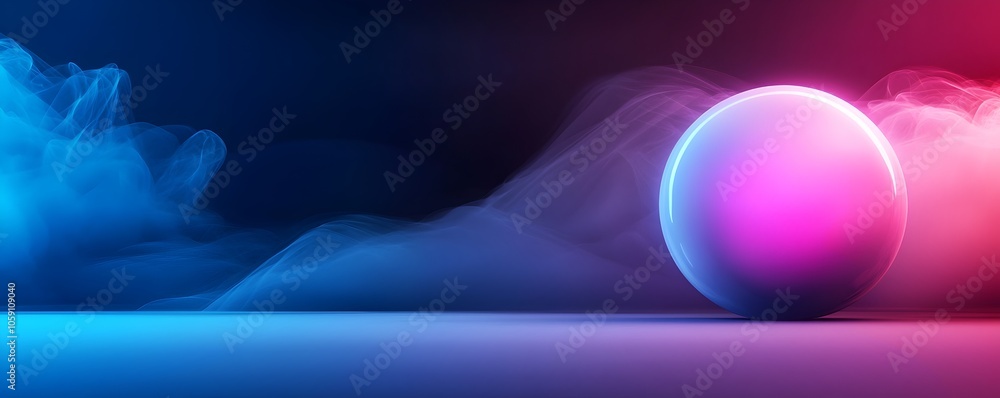 Poster vibrant futuristic background with floating spheres and laser beams - captivating visuals of shimmer