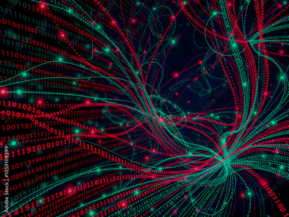 Aufkleber abstract background with a lot of lines and dots in green and red