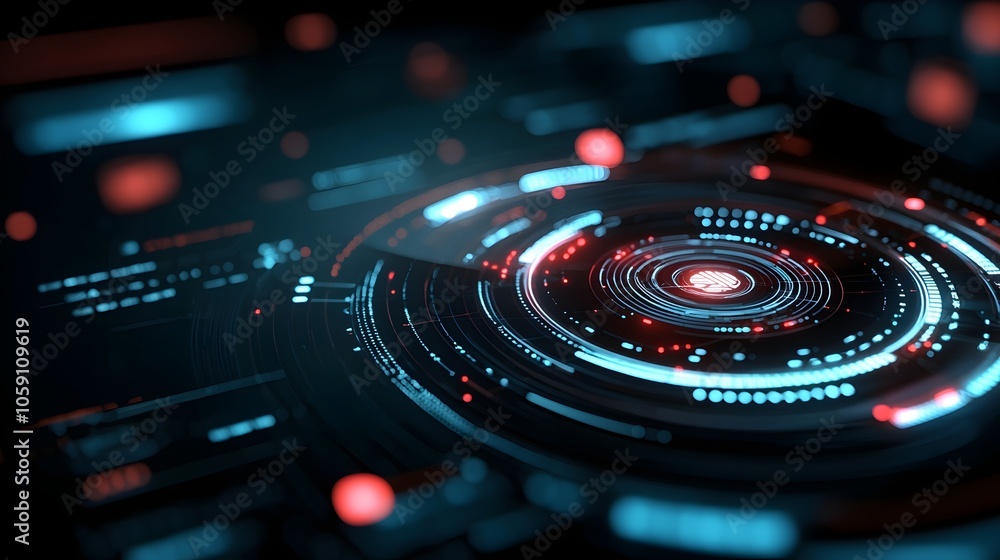 Aufkleber futuristic flowing ui elements with radiant spectrum and volumetric light - stunning visuals for tec
