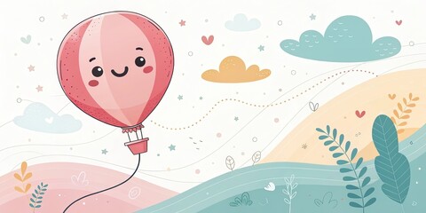 minimalist cute cartoon balloon background