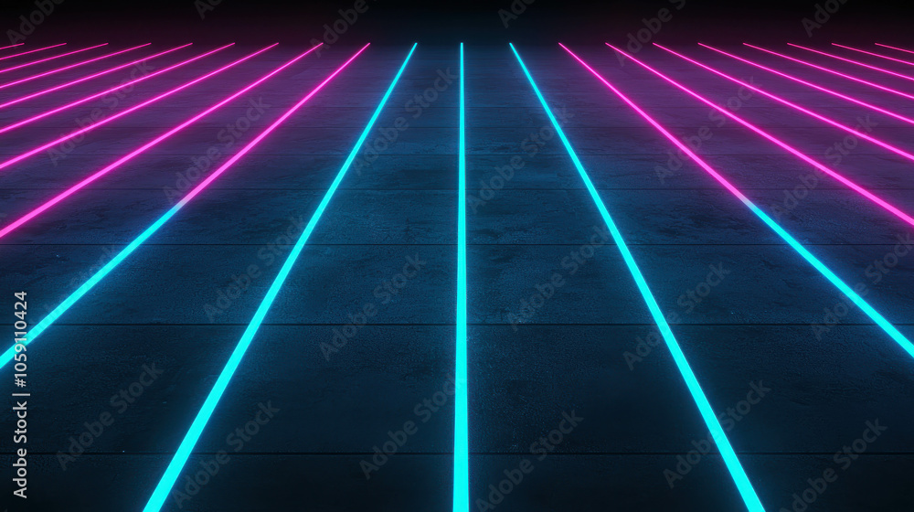 Poster neon lines in the dark: a captivating abstract background image featuring a grid of vibrant pink and