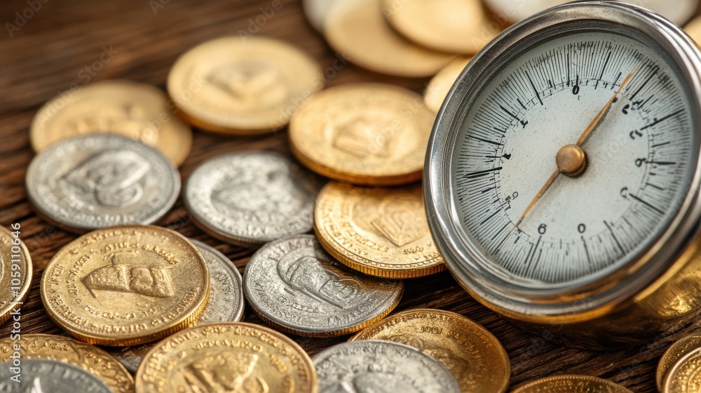 Aufkleber growth chart with rising levels and barometer indicator