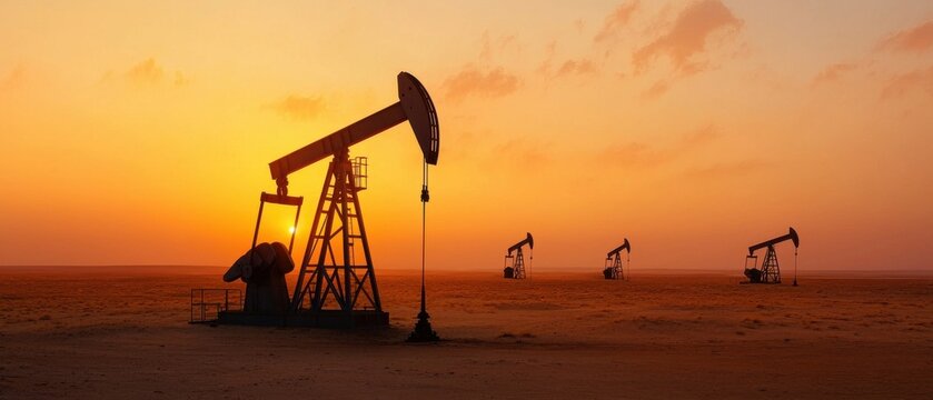 Sunset over oil rigs a visual journey through the industrial landscape of energy production