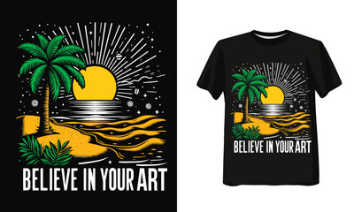 Coconut tree retro t shirt design,