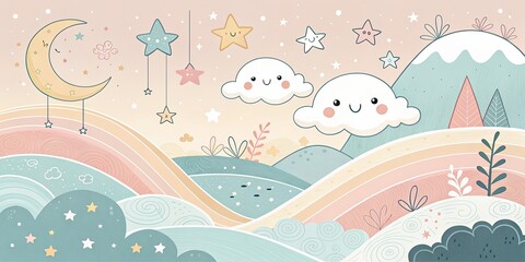 minimalist cute cartoon anime background