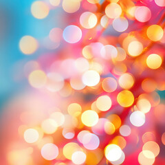 Fototapeta premium Colorful bokeh lights create festive atmosphere, perfect for celebrations. vibrant hues of orange, pink, and white blend beautifully, evoking joy and warmth