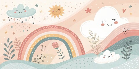 minimalist cute cartoon aesthetic background