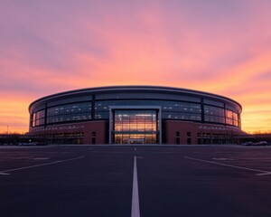 Obraz premium Massive Stadium Exterior at Sunrise