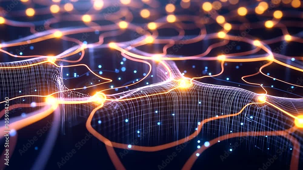 Poster neural network 3d rendering of ai biotechnology concept