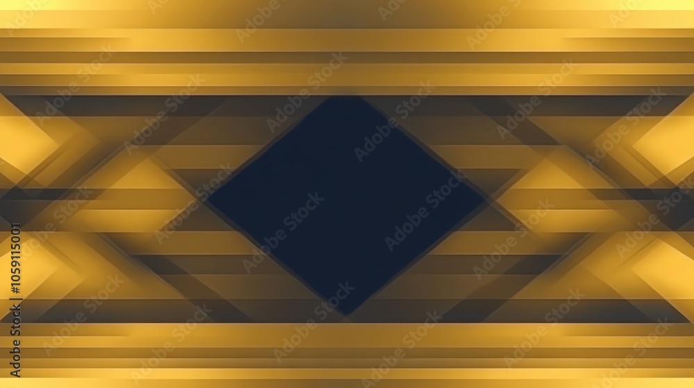 Poster Bright gold background with shimmering triangular patterns on the edges, forming a sophisticated frame around an empty center for text