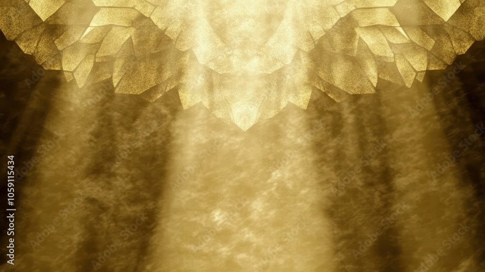 Poster luxurious gold backdrop with subtle polygonal shapes and thin lines creating a modern frame, perfect