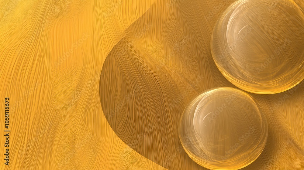 Poster vibrant yellow-gold background with delicate wave patterns and transparent circles around the border