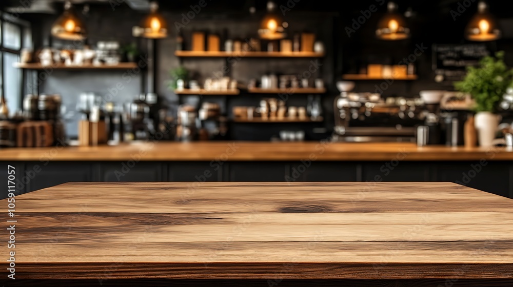 Aufkleber wooden table top for product display in bar minimalist white background with space for text
