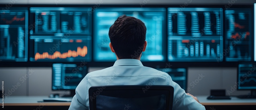 Poster entrepreneurs discussing business strategies in a modern conference room with screens displaying cha