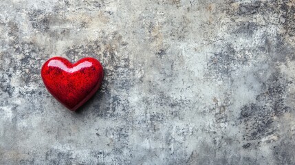 Red Heart on Textured Gray Background