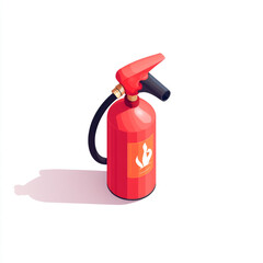 Obraz premium Icon of a fire extinguisher on a white background in an isometric view with a minimalistic design and red color theme. 