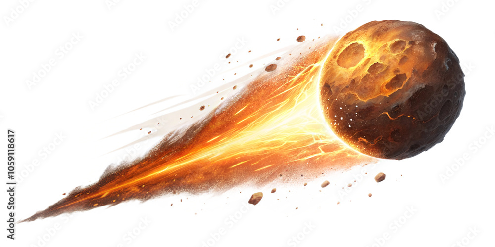 Poster a meteor isolated on a white background design