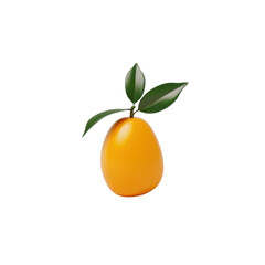 Bright Yellow Orange with Leaf on White Background