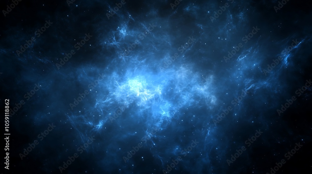 Poster blue nebula in space blank background with copy space for design projects