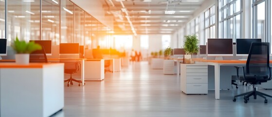 Fast moving business crowd in a dynamic technology driven corporate office with glass fronts  The blurred effect creates a sense of urgency efficiency and productivity within the workspace