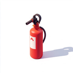 Obraz premium Icon of a fire extinguisher on a white background in an isometric view with a minimalistic design and red color theme. 