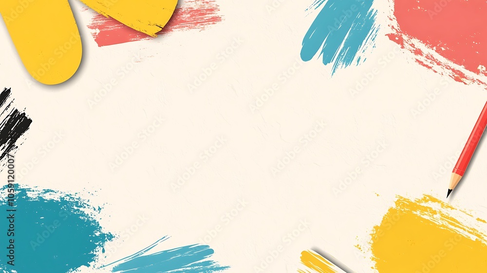 Poster abstract colorful background with pencil smooth blue background with copy space for advertisements