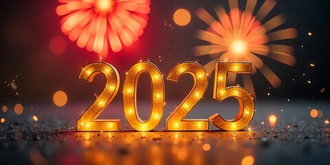 3d 2025 new year festive wallpaper with hanging bell