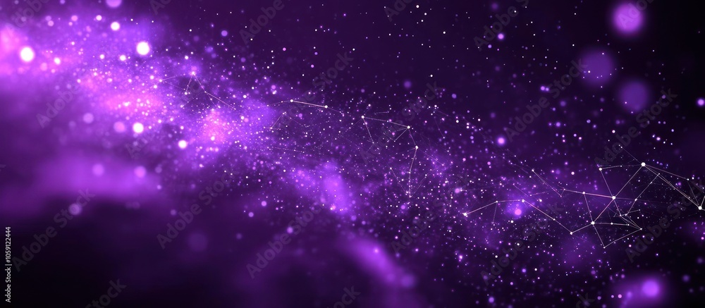 Poster purple space background with polygonal or plexus abstarct objects. universe or galaxy