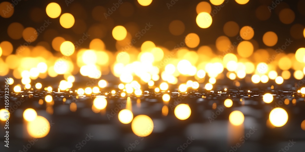 Poster golden bokeh lights background clean blank canvas with empty space for designs