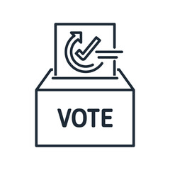 Voting, elections. Vote for a candidate. Vector linear icon isolated on white background.