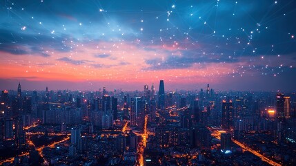 Fototapeta premium Cityscape with a Connected Sky