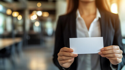empty white mock-up business card, symbolizing potential and opportunity in networking. Its blank surface invites creativity and personalization for branding