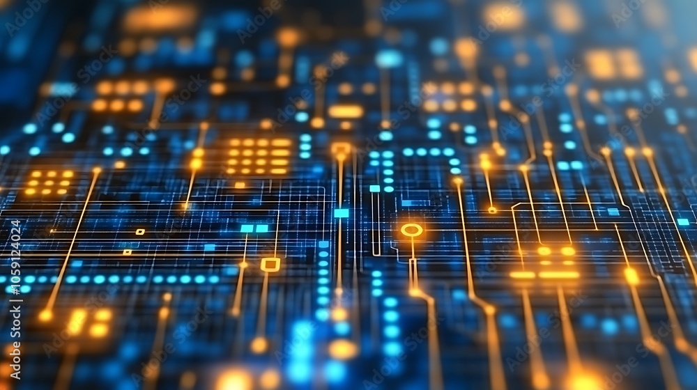 Poster abstract circuit board background smooth blue background with copy space for advertisements