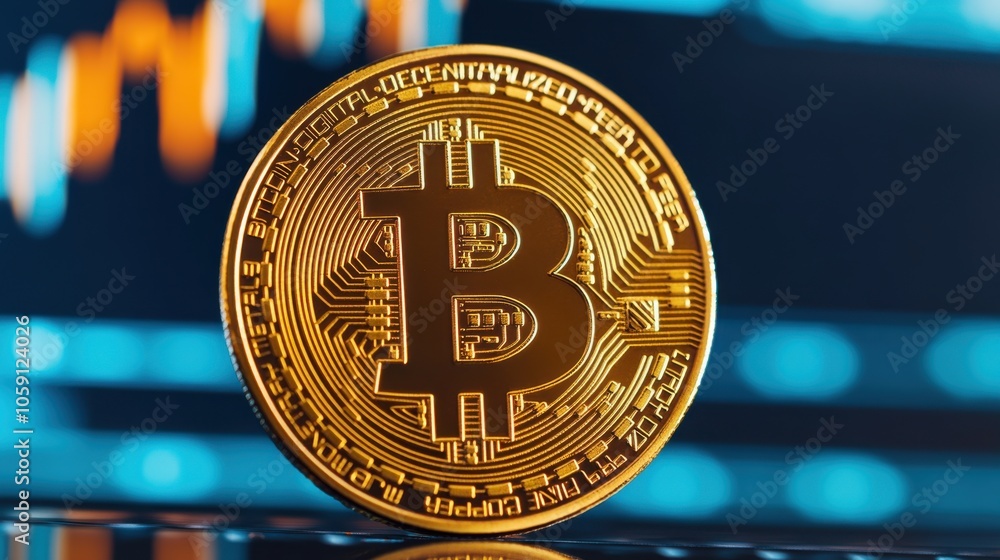 Poster bitcoin overview on digital display monitor