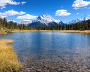 Fototapeta premium Serene Landscape of Banff National Park in Autumn Light