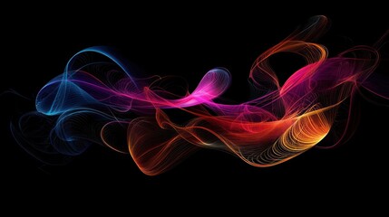 Obraz premium A dynamic abstract design with colorful shapes and patterns, set against a black background, creating a bold visual impact and modern aesthetic.