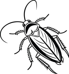 Cockroach vector illustration black and white