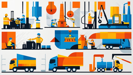 Obraz premium vector-based illustration of industrial activities