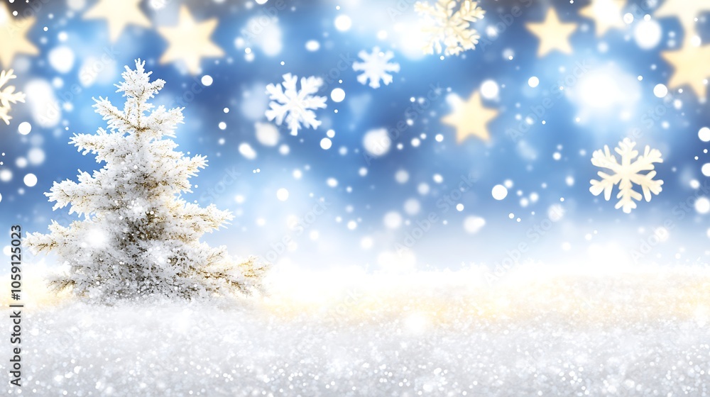 Aufkleber snowy christmas tree background clean blank canvas with empty space for designs