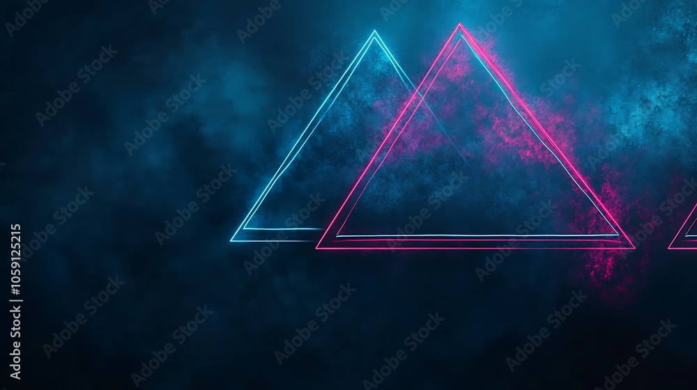 Poster abstract neon triangle background simple neutral background with free space for design