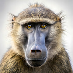 Obraz premium Portrait of baboon isolated on transparent background