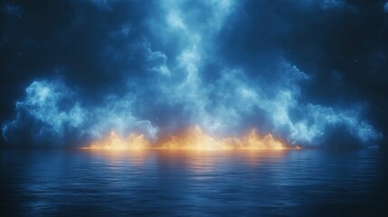 Obraz premium Fire on Water created with Generative AI Technology, ai, generative