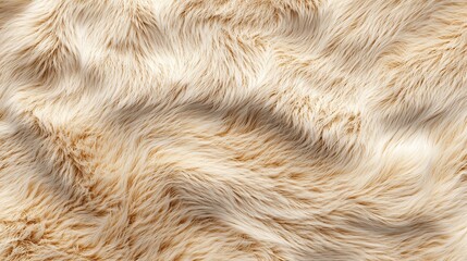 Close-up of soft, wavy fur texture in warm beige tones, creating a cozy and inviting atmosphere.