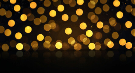 golden bokeh effect like shimmering stars with black background