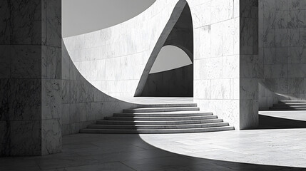 Obraz premium Marble Arch: A section of a grand archway showcases the smooth, curved surface of marble. The play of shadows adds drama to the composition. 