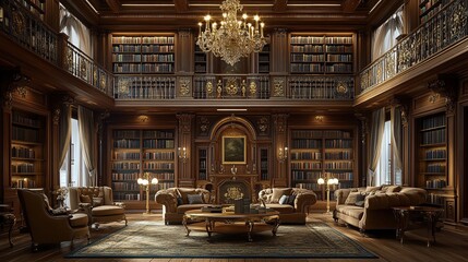 Obraz premium Grand Library Interior