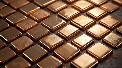 Naklejka premium Closeup of gold bars arranged in a modern pattern, high contrast, symbolizing economic stability and investment