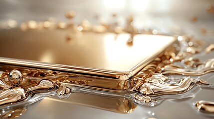 Closeup of polished gold bar edges, reflections creating abstract shapes, highvalue concept
