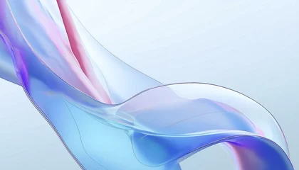 Fototapete Fraktale Wellen Flowing gradient transparent multilayer glass background, 3d rendering.  © MDMAJARUL