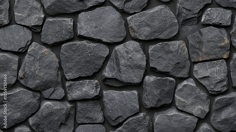 Poster a textured display of dark gray stones arranged seamlessly, creating a natural and rustic background